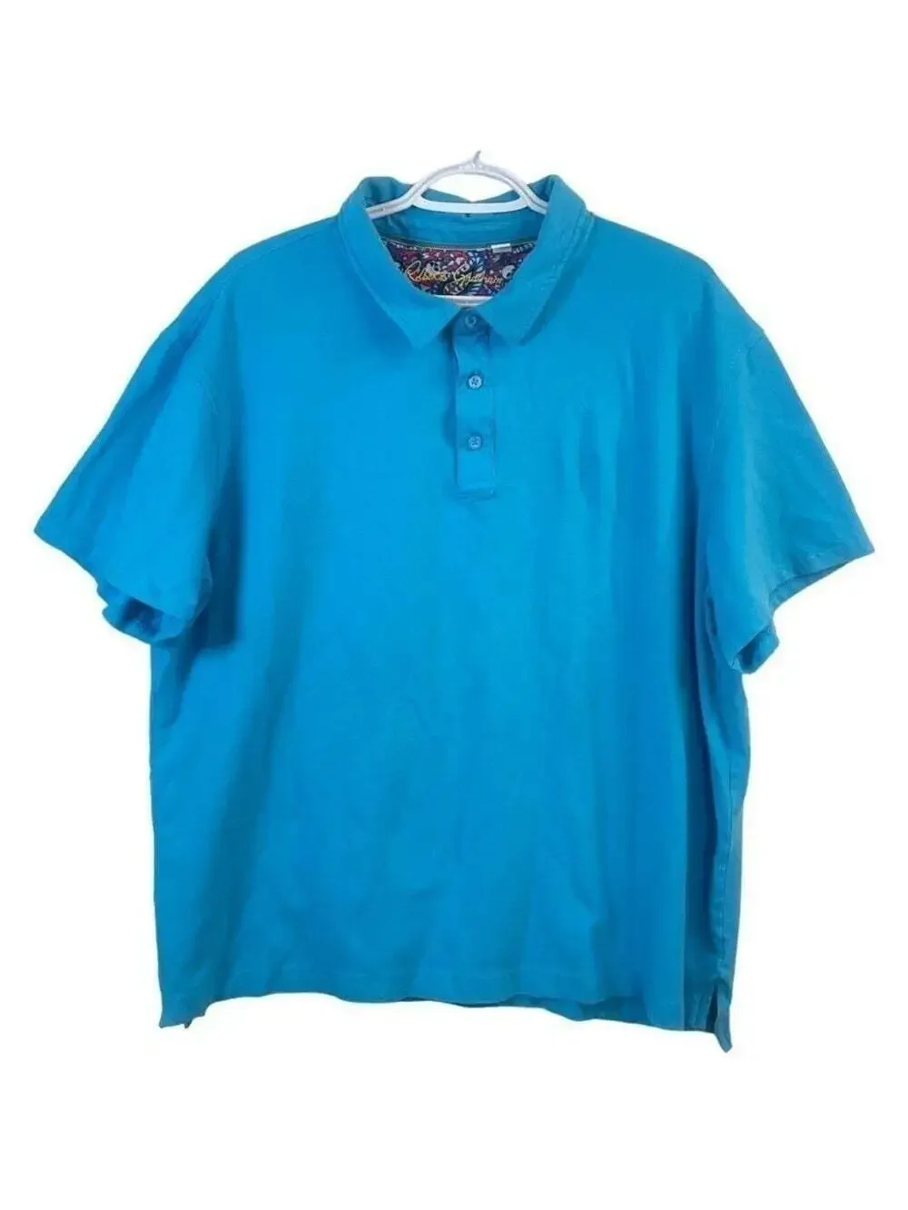Robert Graham Turquoise Casual Button Polo Shirt Size XXL